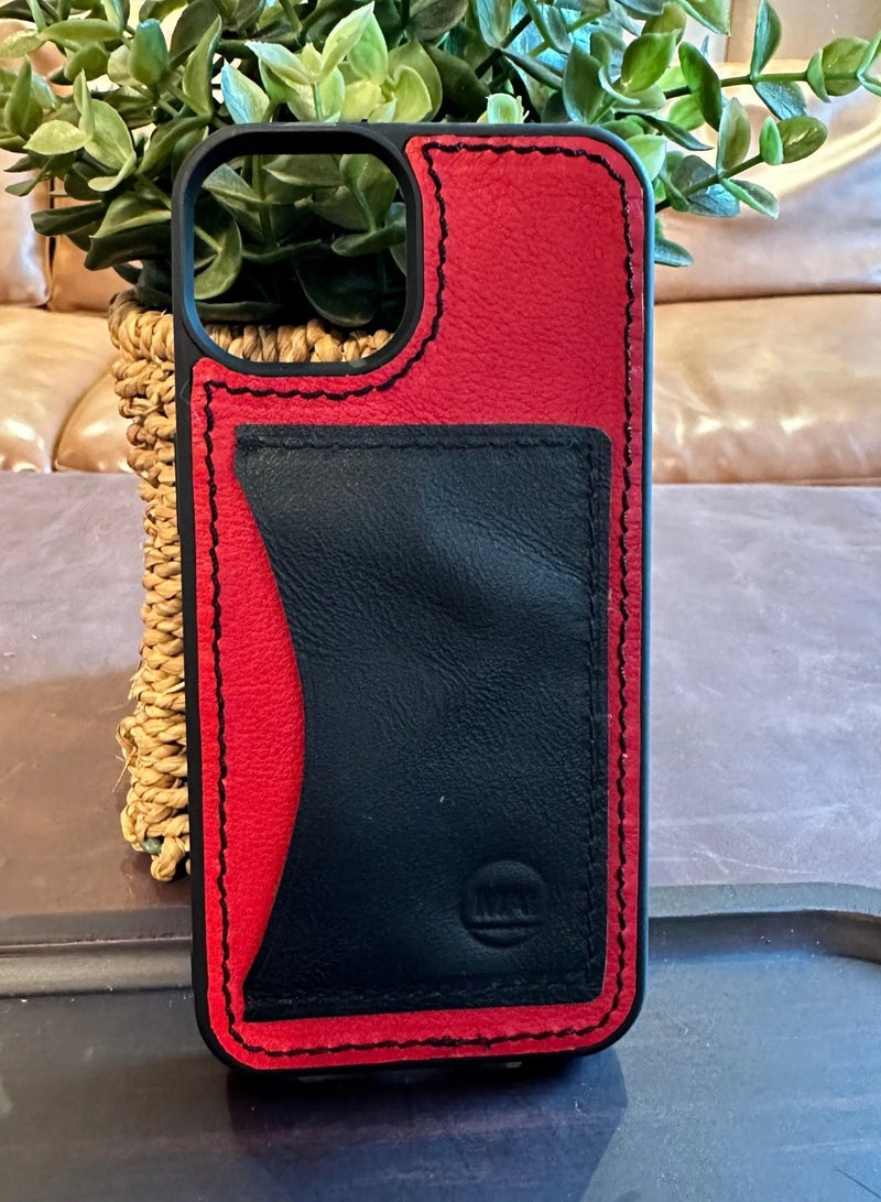 Mai Back Cover Handmade Leather Phone Case Cover with Pocket for iPhone 13 Pro Apple MagSafe - Image 1