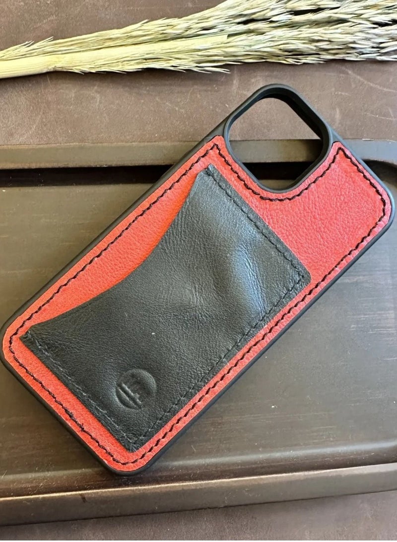 Mai Back Cover Handmade Leather Phone Case Cover with Pocket for iPhone 13 Pro Apple MagSafe - Image 4