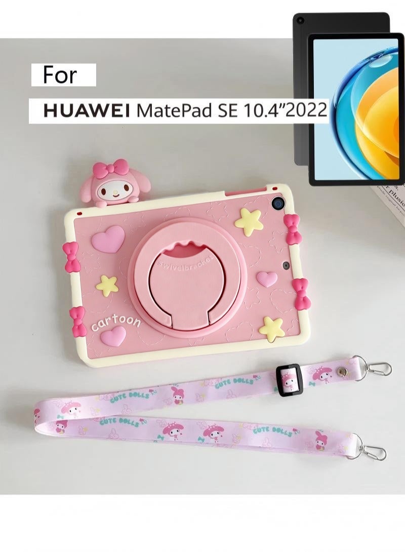 Cartoon Kids Case for Huawei Matepad SE 10.4-Inch, Portable Handle Stand, Kids Friendly Soft Silicone Adjustable Stand Shockproof Cover for Huawei Matepad SE 10.4-Inch 2022 - Image 1