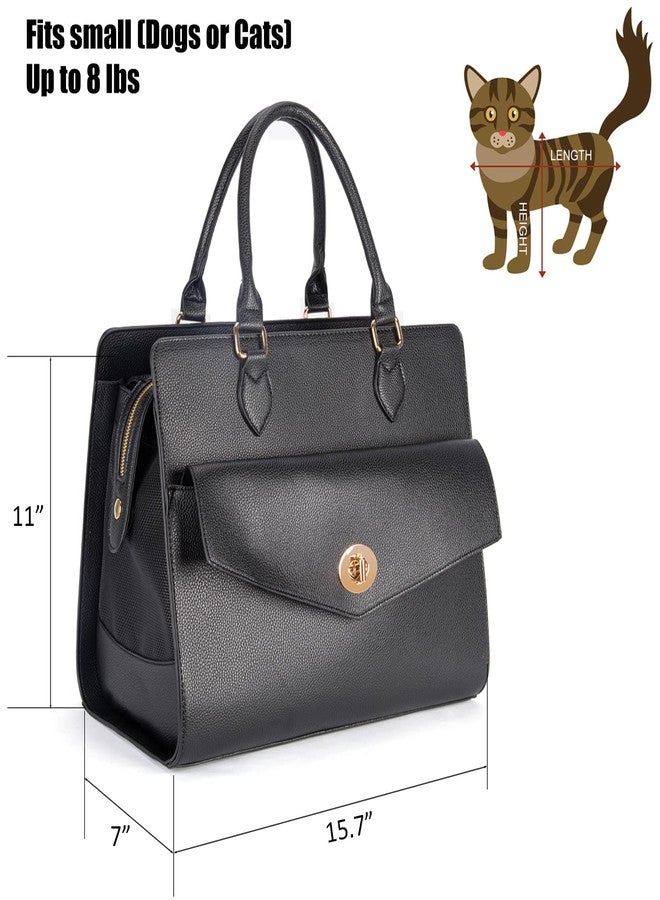 Minsong Stylish Pet Carrier Purse Leather Bag for Small Dogs Cats Puppy - Image 2