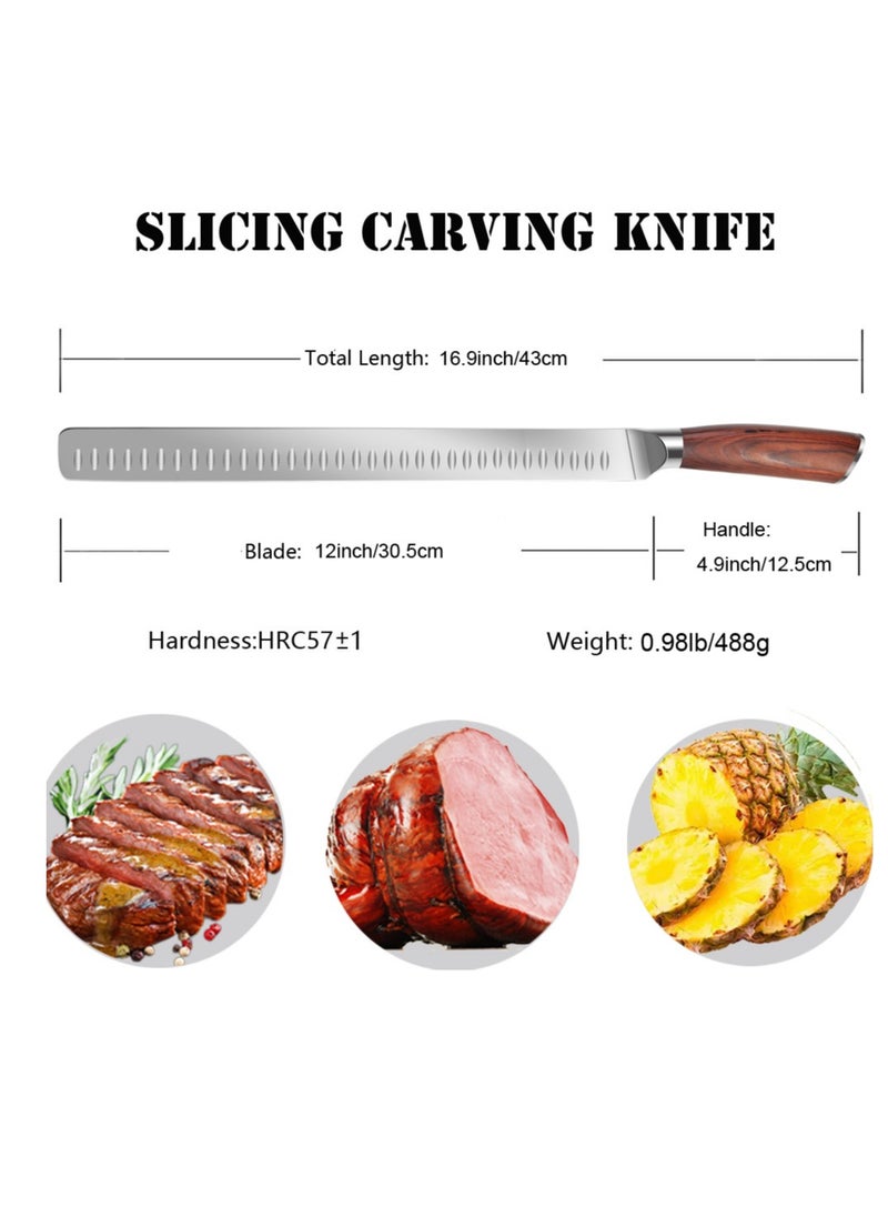 Astylway Slicing Carving Knife 12 inch Brisket Knife Outdoor Meat Cleaver Kitchen Knife Chef Knives Multipurpose Grilling Camping Cooking Knife BBQ Tool  - Image 2