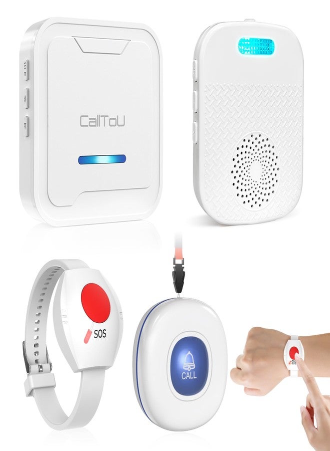 CallToU Wireless Caregiver Pager Call Button for Elderly, Medical Alert Systems for Seniors/Elderly Monitoring with 2 Call Bell, 500+Feet, 1 Plug-in Receiver+1 USB Receiver for Home Patients Emergency - Image 1