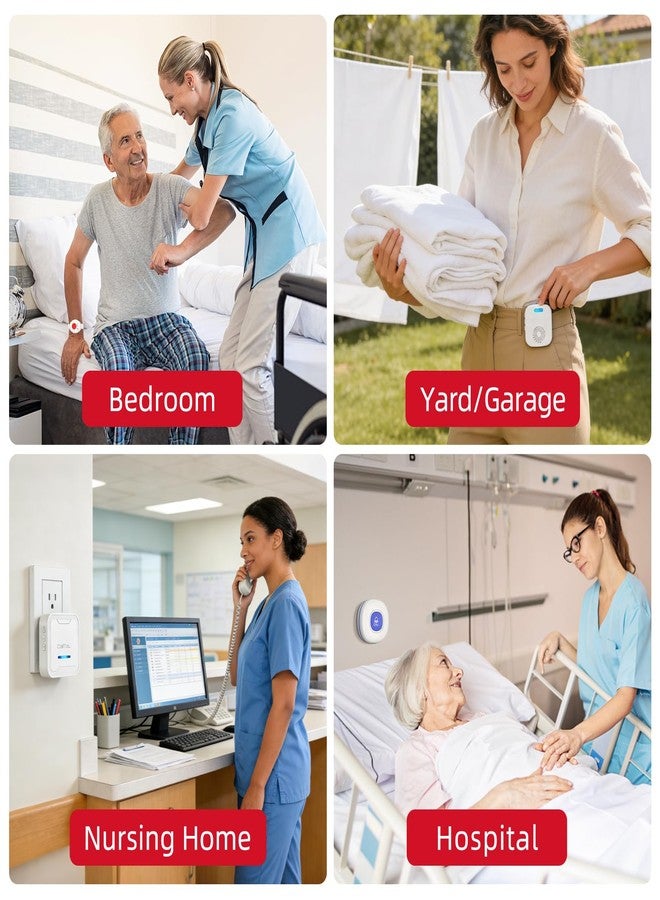 CallToU Wireless Caregiver Pager Call Button for Elderly, Medical Alert Systems for Seniors/Elderly Monitoring with 2 Call Bell, 500+Feet, 1 Plug-in Receiver+1 USB Receiver for Home Patients Emergency - Image 4