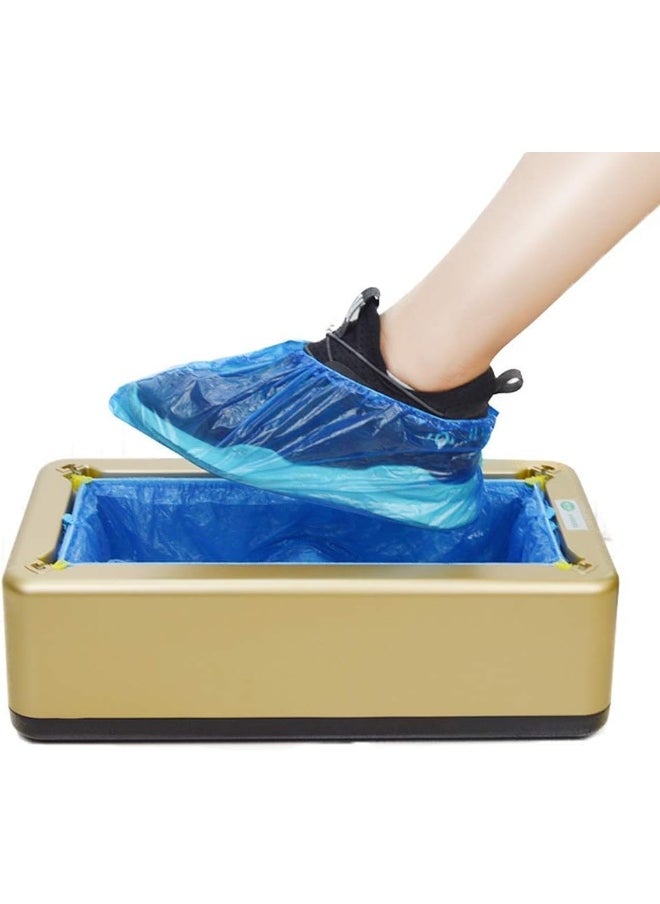 Generic LQPHY Automatic Shoe Cover Dispenser, for Use by Labs, Real Estate Businesses with Disposable Plastic Overshoes Carpet Protector Dispenser Machine Easy Use, Gold, Shoe Cover 200 Pcs  - Image 1