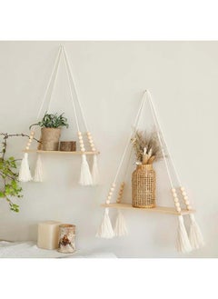 Antikiano Macrame Indoor Wall Hanging Shelf Hand Woven Bohemian Décor 34,98 x 57,53  - Image 1