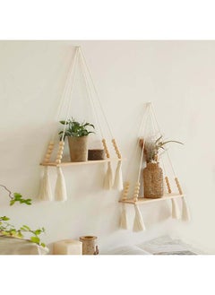Antikiano Macrame Indoor Wall Hanging Shelf Hand Woven Bohemian Décor 34,98 x 57,53  - Image 3