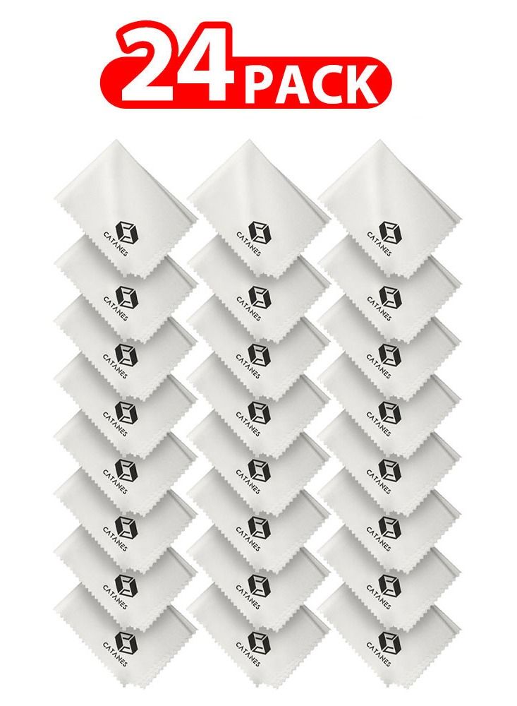 CATANES 24 Pack Of Microfiber Cleaning Cloth Premium Cloth for Glasses Lens Screens and More Off White - Image 1