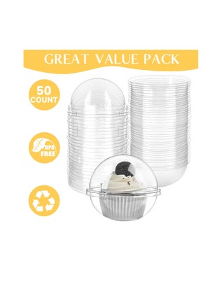 50ct Hot Cocoa Bomb Boxes Clear Plastic Spherical Chocolate Bomb Packaging Box, Small Cake Containers with Dome Lids for Cupcakes, Muffins, Pastries, and Desserts 390ml/13.75OZ - pzsku/Z5DF9602575D18B33CF30Z/45/_/1727233742/9a5865b1-395c-4c69-b889-2b0b25cc04b7