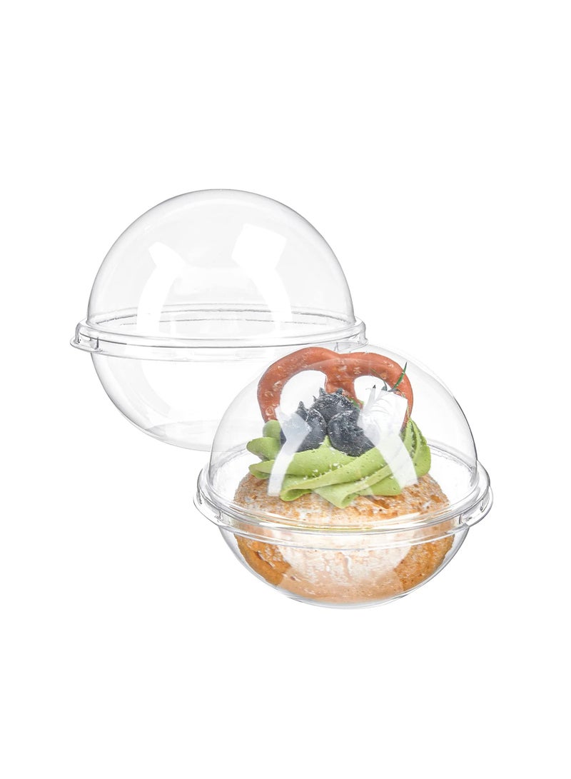 50ct Hot Cocoa Bomb Boxes Clear Plastic Spherical Chocolate Bomb Packaging Box, Small Cake Containers with Dome Lids for Cupcakes, Muffins, Pastries, and Desserts 390ml/13.75OZ