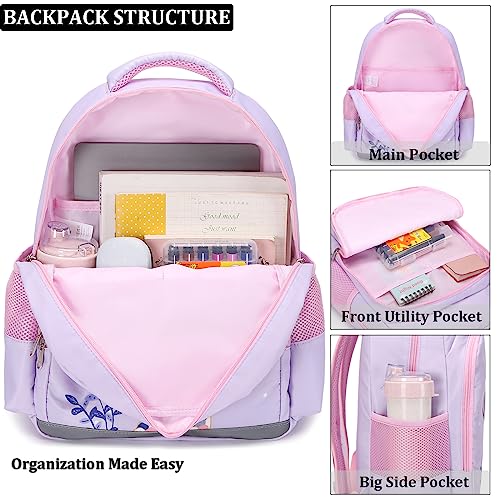 JIANYA Kindergarten Backpack for Girls, Kids Bookbag for Girls with Lunch Box & Chest Strap Cute Mermaid Backpack for Preschool Girl - Image 3