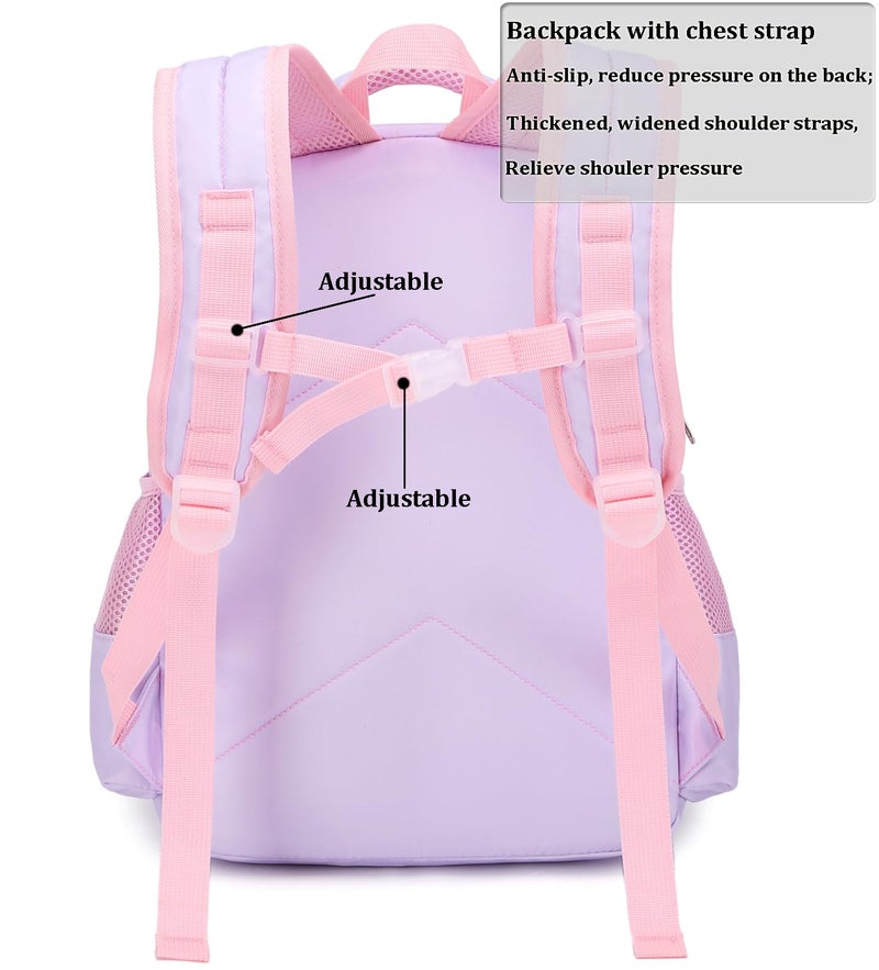 JIANYA Kindergarten Backpack for Girls, Kids Bookbag for Girls with Lunch Box & Chest Strap Cute Mermaid Backpack for Preschool Girl - Image 4