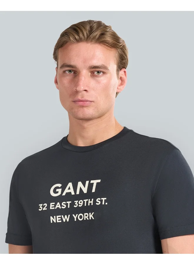 غانت تيشيرت رجالي مطبوع برسومات Gant (كحلي)