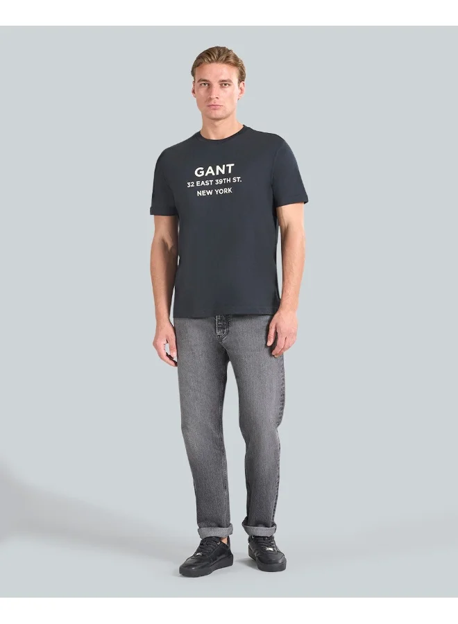 غانت تيشيرت رجالي مطبوع برسومات Gant (كحلي)