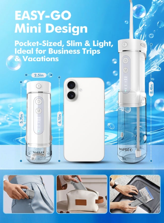 WAFLOO Water Flosser Travel Mini Cordless Portable: 5 Modes Water Dental Floss with Telescopic Water Tank, 4 Tips, IPX7 Waterproof Oral Irrigator for Teeth Cleaning, Orthodontic, Braces Dental Care - Image 2