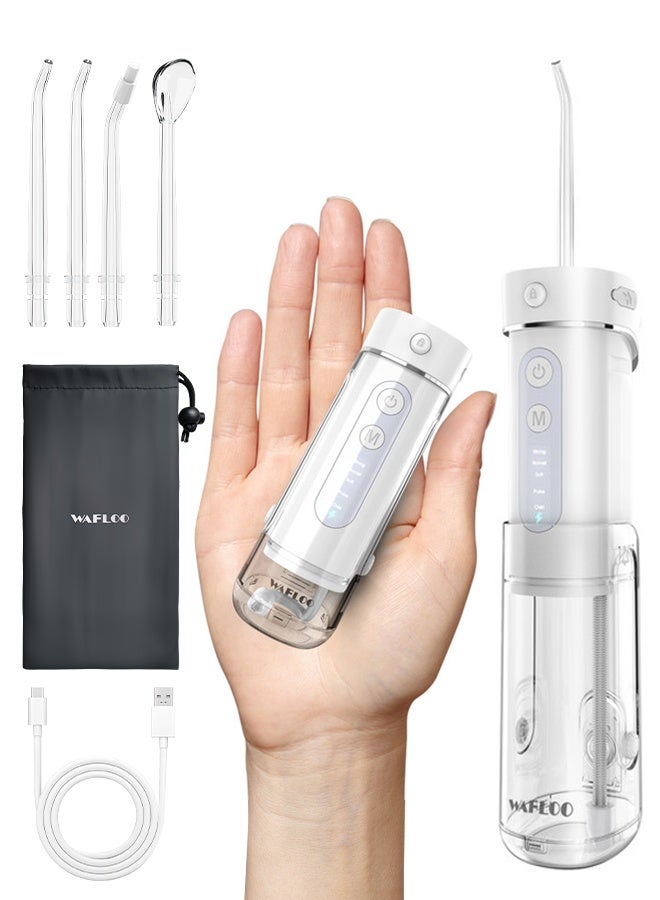 WAFLOO Water Flosser Travel Mini Cordless Portable: 5 Modes Water Dental Floss with Telescopic Water Tank, 4 Tips, IPX7 Waterproof Oral Irrigator for Teeth Cleaning, Orthodontic, Braces Dental Care - Image 1