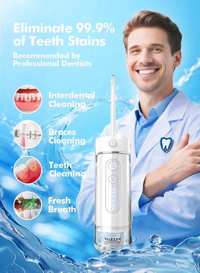 WAFLOO Water Flosser Travel Mini Cordless Portable: 5 Modes Water Dental Floss with Telescopic Water Tank, 4 Tips, IPX7 Waterproof Oral Irrigator for Teeth Cleaning, Orthodontic, Braces Dental Care - Image 3