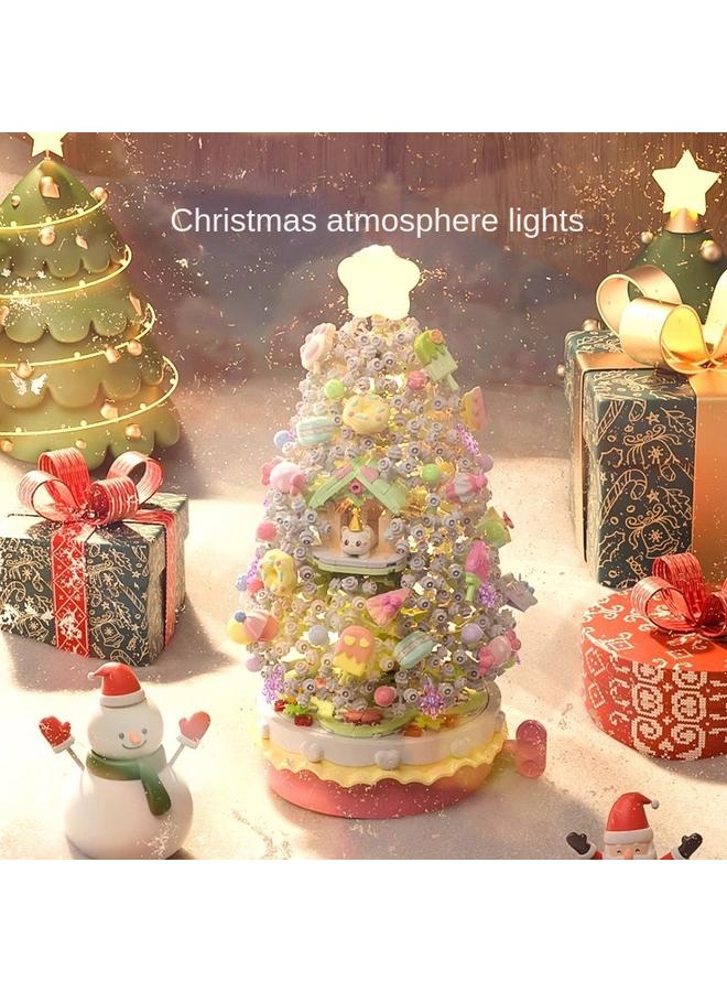 Bluejw 605034 Sweetheart Christmas Tree Music Box With Light Small Particles Hand Assembled Toy Gift - Image 5