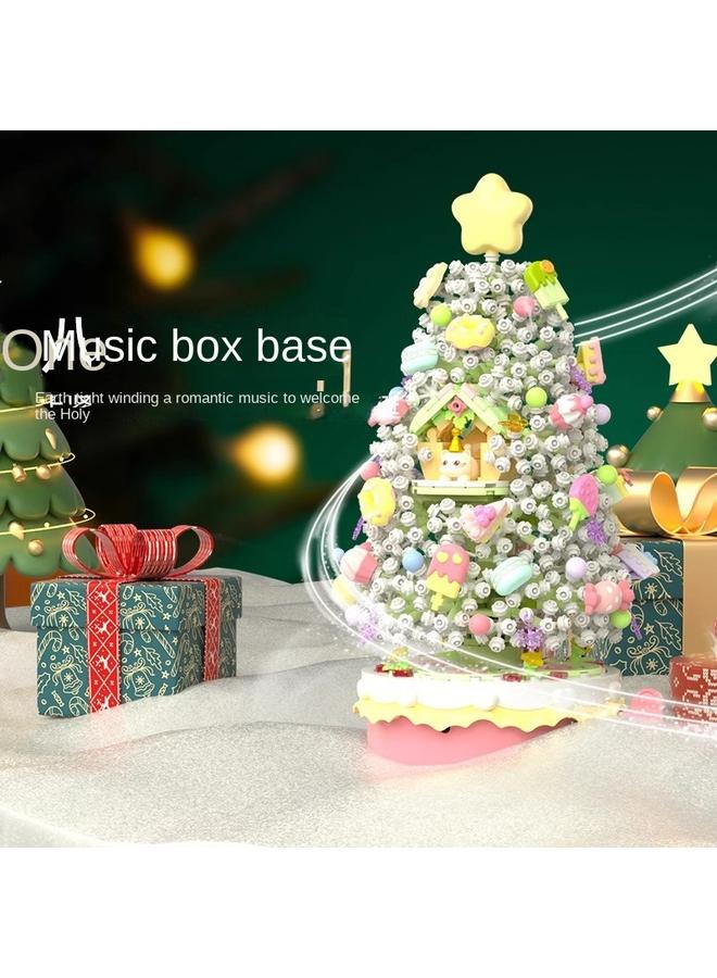 Bluejw 605034 Sweetheart Christmas Tree Music Box With Light Small Particles Hand Assembled Toy Gift - Image 3