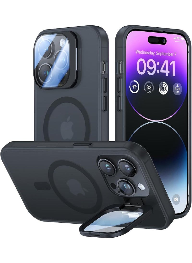 كابتن تيك حافظة لهاتف iPhone 14 Pro مع حامل كاميرا معدني 【واقي عدسة كاميرا 9H مدمج】 【متوافق مع Magsafe】 حافظة هاتف مغناطيسية شفافة غير لامعة مقاومة للصدمات من الدرجة العسكرية  - Image 1