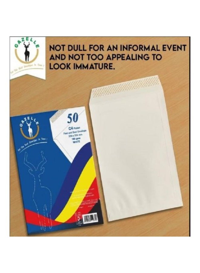 Gazelle Pack of 50 Pcs Envelopes A4 Size -229*324 mm White - Image 2