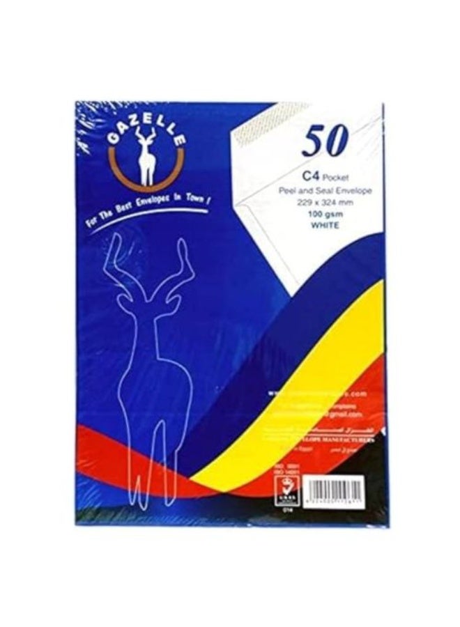Gazelle Pack of 50 Pcs Envelopes A4 Size -229*324 mm White - Image 1