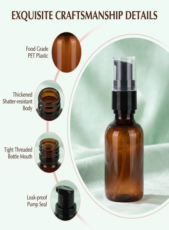 SYBL 3Pcs 60ML/2oz Empty Amber Plastic Lotion Pump Press Bottles Refillable Travel Emulsion Essential Oil Makeup Cosmetic Dispenser Containers Storage Vials Jars with Black Pumps - Image 4