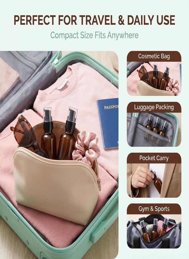 SYBL 3Pcs 60ML/2oz Empty Amber Plastic Lotion Pump Press Bottles Refillable Travel Emulsion Essential Oil Makeup Cosmetic Dispenser Containers Storage Vials Jars with Black Pumps - Image 5