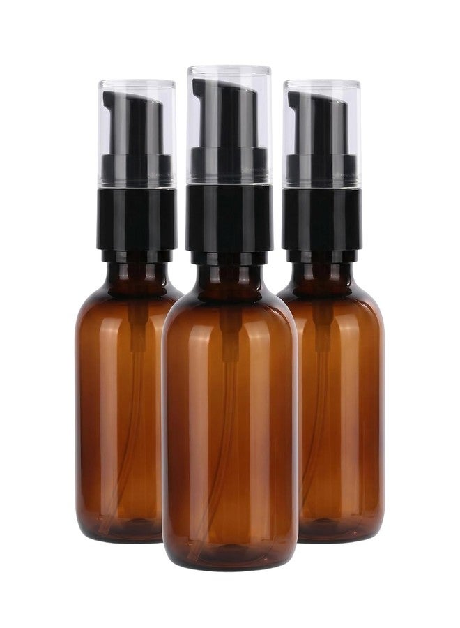 SYBL 3Pcs 60ML/2oz Empty Amber Plastic Lotion Pump Press Bottles Refillable Travel Emulsion Essential Oil Makeup Cosmetic Dispenser Containers Storage Vials Jars with Black Pumps - Image 1