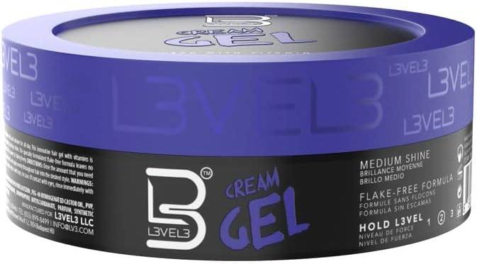 Level 3 Cream Gel - Provides Volume and Medium Hold - With Vitamins to Nourish and Protect Hair - Level Three Mens Hair Styling Cream (100 ml) - Image 1