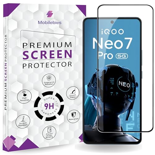 Mobilebies® Premium Tempered Glass Screen Protector Guard For iQOO Neo 7 / Neo 7 Pro (6.78 Inch, Pack of 1) |HD Clear Edge to Edge Coverage With Easy to installation kit - Image 1