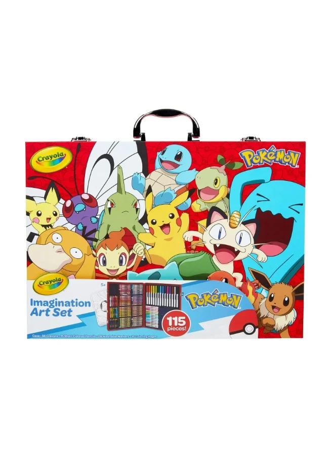 Crayola Crayola - Pokemon Creative Art Set Case | 56 Wax Crayons, 15 Mini Pencils, 28 Washable Felt-Tip Pens, and 15 Coloring Pages | Portable and Suitable for Home, School, or Holidays | Ideal Gift for Kids Ages 5+