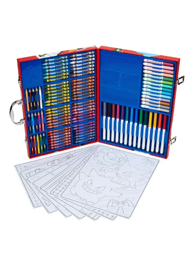 Crayola Crayola - Pokemon Creative Art Set Case | 56 Wax Crayons, 15 Mini Pencils, 28 Washable Felt-Tip Pens, and 15 Coloring Pages | Portable and Suitable for Home, School, or Holidays | Ideal Gift for Kids Ages 5+