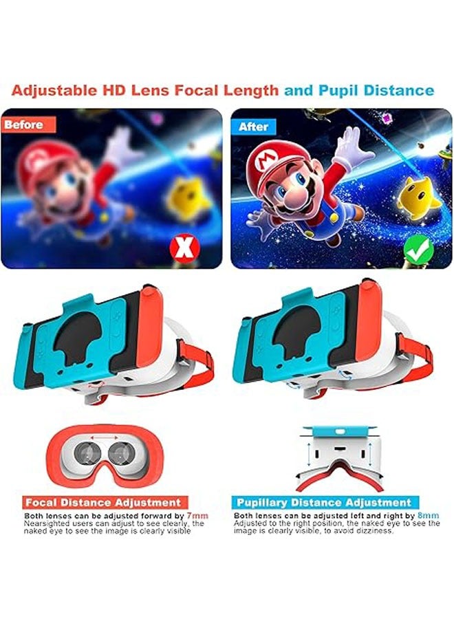 عام نظارات الواقع الافتراضي لجهاز Nintendo Switch الأصلي وطراز Switch OLED المحدث، نظارات واقع افتراضي مع عدسات HD قابلة للتعديل وحزام رأس مريح، مجموعة مختبر، نظارات ثلاثية الأبعاد - Image 4