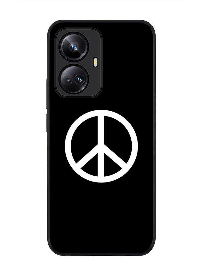 Rugged Black edge case for Realme 10 Pro Plus 5G Slim fit Soft Case Flexible Rubber Edges Anti Drop TPU Gel Thin Cover -  Peace Sign