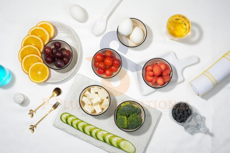 P-PLUS INTERNATIONAL Ceramic Bowl Set | Serving Bowls for Cereal, Soup, Oatmeal, Ice Cream, Salad | Microwave & Dishwasher Safe |125 ML 9 CM Hand Painted Decorative Bowl Set (Black, Set of 4) - Image 4