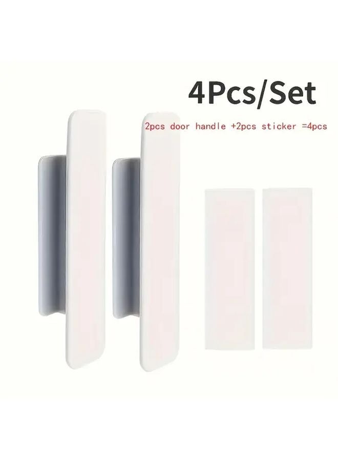 Pack of 4 Crescent White Self Adhesive Handles Multipurpose for Doors Wardrobes Windows Cabinets - Image 1