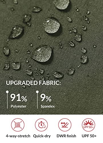 baleaf Women's 15" Long Hiking Capri Below The Knee Quick Dry Cargo Shorts UPF 50 Lightweight Zip Pocket Elastic Waist Green M - Image 5