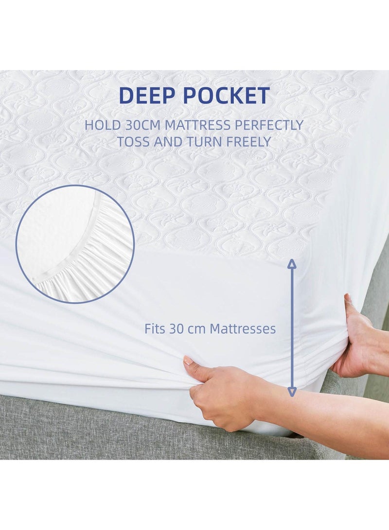 SMILEE Premium Waterproof Mattress Protector, Hypoallergenic and Ultra Soft Breathable, Deep Pocket - Image 3