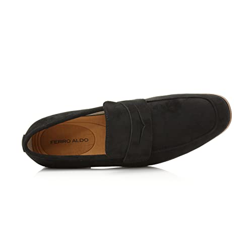 Ferro Aldo Dylan Men's Classic Penny Loafer | Slip-on Dress Shoe in Vegan Suede for Business, Formal & Casual | MFA19671 | in Black Suede, Size 6.5 - Image 4