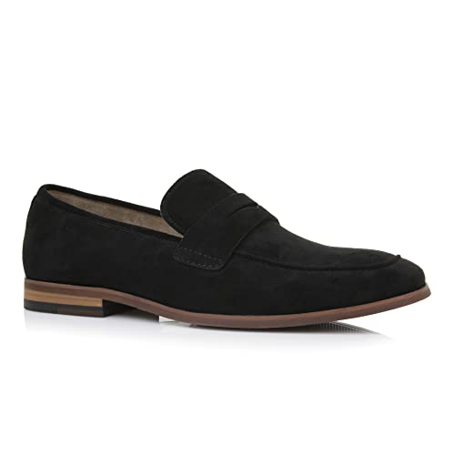Ferro Aldo Dylan Men's Classic Penny Loafer | Slip-on Dress Shoe in Vegan Suede for Business, Formal & Casual | MFA19671 | in Black Suede, Size 6.5 - Image 1