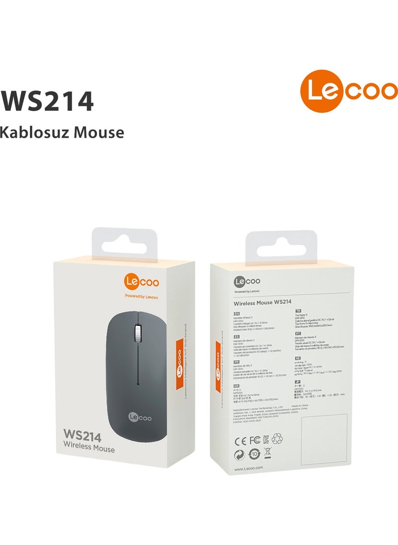lecoo - WS214 Wireless 1200DPI 3-Button Optical Mouse Gray - Image 1