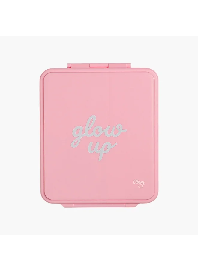 Citron Lunch Box-Glow Up-1900Ml With Food Jar-4 Cmprt-Square (Pp + 304 Stainless Steel (Food Jar)) Blush \ 23.6X19X7.15