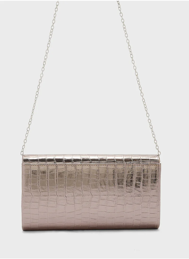 ايلا Metallic Croc Clutch Bag