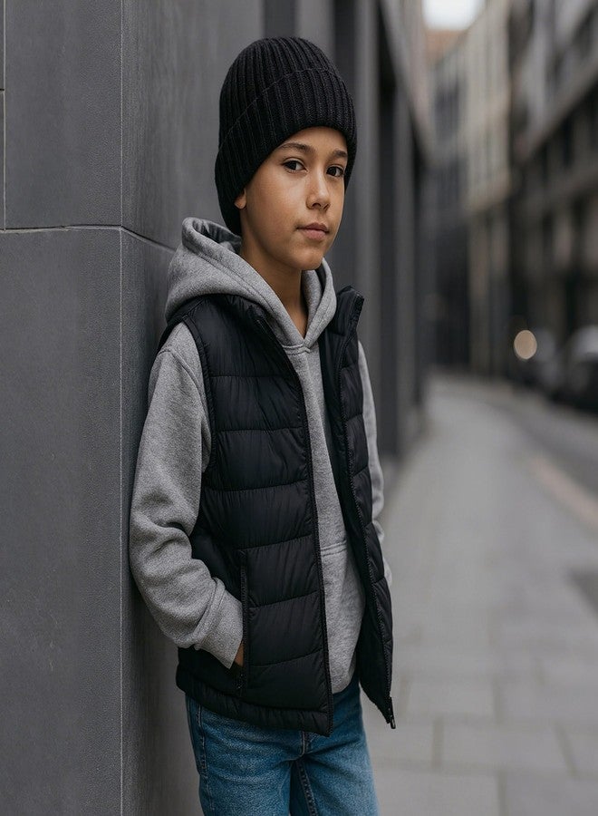 ACTLATI Kids Merino Wool Beanie Hat Winter Boys Girls Ribbed Knit Beanies Caps Unisex Cuffed Skull Caps 7-14 Years - Image 5