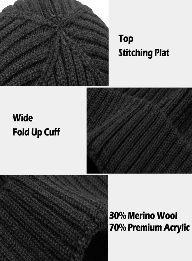 ACTLATI Kids Merino Wool Beanie Hat Winter Boys Girls Ribbed Knit Beanies Caps Unisex Cuffed Skull Caps 7-14 Years - Image 4
