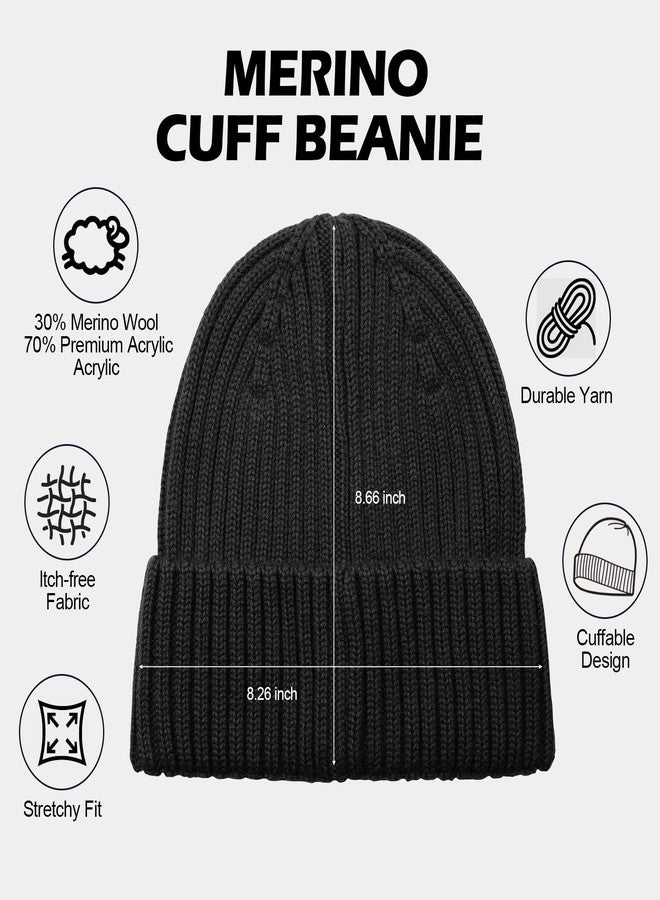 ACTLATI Kids Merino Wool Beanie Hat Winter Boys Girls Ribbed Knit Beanies Caps Unisex Cuffed Skull Caps 7-14 Years - Image 3