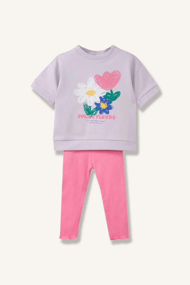 DeFacto Baby Girl T-Shirt and Leggings 2 Piece Set