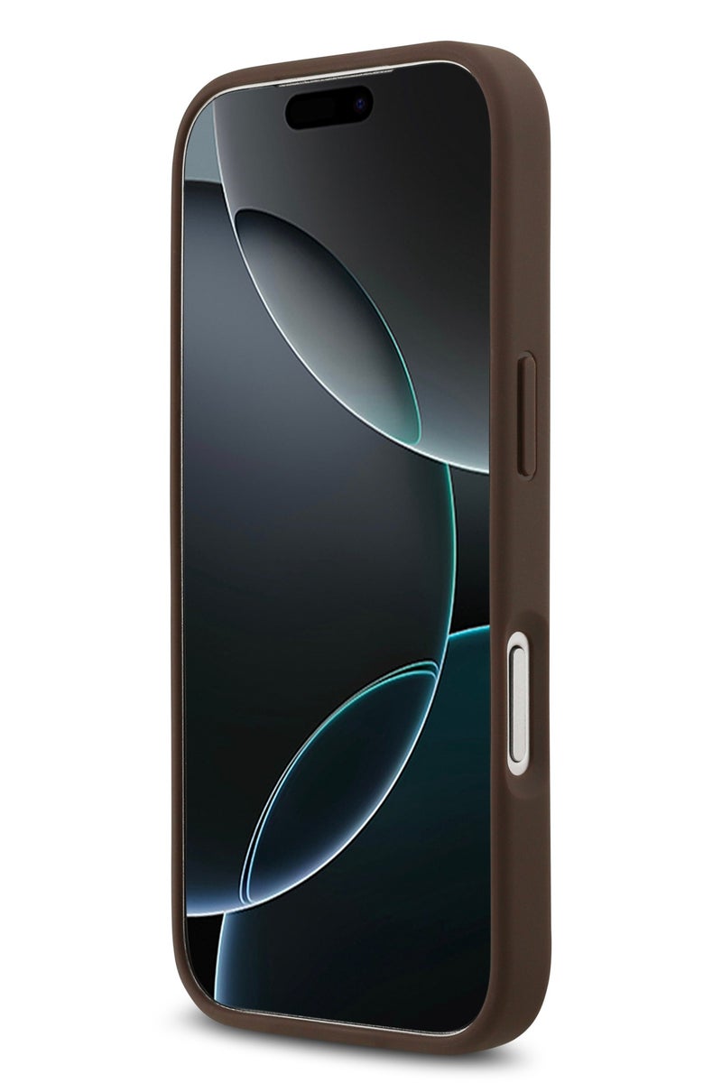 GUESS iPhone 17 Pro MagSafe PU Saffiano Leather Case With Classic Logo  / Magsafe Compatible / Ultra Slim / lightweight design / Easy Installation - Brown - Image 5