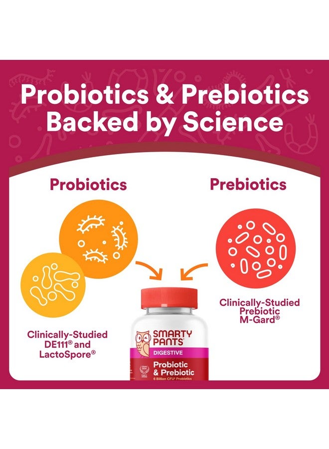 SmartyPants Adult Probiotic & Prebiotic Gummies for Digestive Health: 6 Billion CFU Gut Health Supplement, Clinically Studied Prebiotic for Immune Support, Grape, 60 Count (30 Day Supply) - Image 5