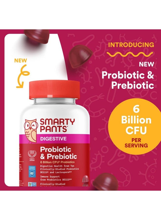 SmartyPants Adult Probiotic & Prebiotic Gummies for Digestive Health: 6 Billion CFU Gut Health Supplement, Clinically Studied Prebiotic for Immune Support, Grape, 60 Count (30 Day Supply) - Image 2